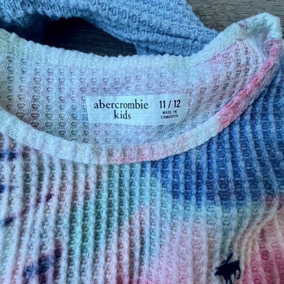 Abercrombie Kids (2) Waffle Knit Thermal Shirts Tie Die Warm Fall Cozy Girlhood - Picture 5 of 7
